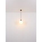 Lampă suspendată metal de culoare cafea, sticlă alb, cablu textil maro, ø: 240mm, I: 1200mm, fără 1x E27 60W 230V - imagine 5