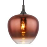 Lampă suspendată metal negru mat, metal negru-cromat, sticlă de culoarea cuprului, gradient transparent, cablu textil negru, ø: 240mm, H: 1200mm, fără 1x E27 60W 230V - imagine 4