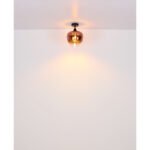 Lampă suspendată metal negru mat, metal negru-cromat, sticlă de culoarea cuprului, gradient transparent, cablu textil negru, ø: 240mm, H: 1200mm, fără 1x E27 60W 230V - imagine 5