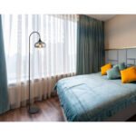 Lampă de podea din metal negru mat, sticlă fumurie, cablu textil negru, întrerupător pe cablu, L x l x I: 390x250x1500mm, lungime cablu 1800mm, fără bec 1x E27 40W 230V - imagine 2