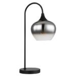 Lampă de masă din metal negru mat, sticlă fumurie, cablu textil negru, întrerupător pe cablu, L x l x I: 275x180x540mm, lungime cablu 1500mm, fără bec 1x E27 40W 230V - imagine 3