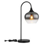 Lampă de masă din metal negru mat, sticlă fumurie, cablu textil negru, întrerupător pe cablu, L x l x I: 275x180x540mm, lungime cablu 1500mm, fără bec 1x E27 40W 230V - imagine 4