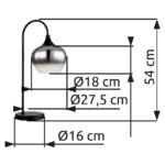 Lampă de masă din metal negru mat, sticlă fumurie, cablu textil negru, întrerupător pe cablu, L x l x I: 275x180x540mm, lungime cablu 1500mm, fără bec 1x E27 40W 230V - imagine 5