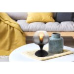 Lampa de masa metal negru mat, sticla afumata, transparenta, cablu textil negru, comutator basculant pe cablu, ø: 150mm, H: 205mm, lungime cablu 1500mm, excl. 1x E27 40W 230V - imagine 2