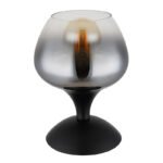 Lampa de masa metal negru mat, sticla afumata, transparenta, cablu textil negru, comutator basculant pe cablu, ø: 150mm, H: 205mm, lungime cablu 1500mm, excl. 1x E27 40W 230V - imagine 3