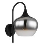 Lampă de perete metal negru mat, sticlă fumurie, comutator pe articol, direcția luminii: în jos,  l x I x A: 180x320x250mm, fără 1x E27 40W 230V - imagine 3