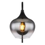 Lampă de perete metal negru mat, sticlă fumurie, comutator pe articol, direcția luminii: în jos,  l x I x A: 180x320x250mm, fără 1x E27 40W 230V - imagine 4
