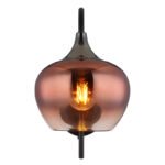 Aplică metal negru mat, metal negru-cromat, sticlă de culoarea cuprului, gradient clar, întrerupător pe articol, direcția luminii: în jos, LxA: 180x320mm, AL: 250mm, fără 1x E27 40W 230V - imagine 4