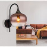 Aplică metal negru mat, metal negru-cromat, sticlă de culoarea cuprului, gradient clar, întrerupător pe articol, direcția luminii: în jos, LxA: 180x320mm, AL: 250mm, fără 1x E27 40W 230V