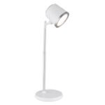 Lampă de masă plastic/aluminiu alb mat, tactil on/off, variator tactil continuu, funcție de memorie, USB-A 2.0 - USB-C, baterie inclusă CR18650 1500mAh 3.7V, ø: 138mm, H: 446mm, cu LED 6W 230V, sursa 57-450lm, iesire 16-300lm, CCT 3000/4000/6500K