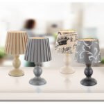 Veioza, metalică cafea, textil, cablu: 1,20m, întrerupător, D: 170, H: 280, excl 1xE14 40W 230V - imagine 2