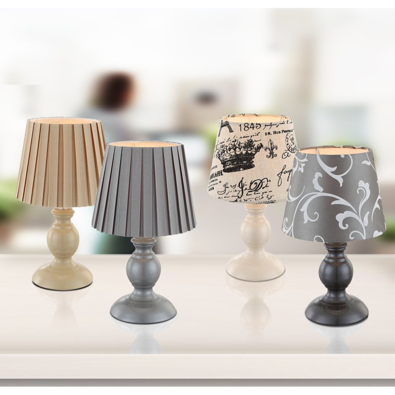 metalic-21692-g17358-2 Veioza, metalică cafea, textil, cablu: 1,20m, întrerupător, D: 170, H: 280, excl 1xE14 40W 230V - imagine 1