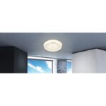 Plafoniera, metal alb, crom, plastic alb, cristale de plastic, efect sclipitor, lumina de noapte, reglabila, telecomanda, fixare culoare, Ø 390, H: 90, 1xLED 18W 230V, 130-1300lm, schimbarea culorii luminii 2700-6500K - imagine 2