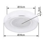 Plafoniera, metal alb, crom, plastic alb, cristale de plastic, efect sclipitor, lumina de noapte, reglabila, telecomanda, fixare culoare, Ø 390, H: 90, 1xLED 18W 230V, 130-1300lm, schimbarea culorii luminii 2700-6500K - imagine 6