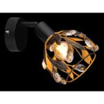 Aplica metal negru mat, metal auriu, negru patinat, cristale acrilice transparente, LxA: 120x160mm, AL: 210mm, excl. 1x E14 25W 230V - imagine 3