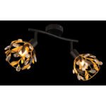 Plafoniera din metal negru mat, metal auriu, patină neagră, cristale acrilice transparente, LxLxA: 250x120x155mm, excl. 2x E14 25W 230V - imagine 3