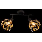 Plafoniera din metal negru mat, metal auriu, patină neagră, cristale acrilice transparente, LxLxA: 250x120x155mm, excl. 2x E14 25W 230V - imagine 5