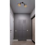 Plafoniera din metal negru mat, metal auriu, patină neagră, cristale acrilice transparente, LxLxA: 250x120x155mm, excl. 2x E14 25W 230V