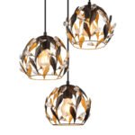Lampa suspendata metal negru mat, metal auriu, patină neagră, cristale acrilice transparente, cablu PVC negru, ø: 410mm, H: 1500mm, excl. 3x E27 40W 230V - imagine 4