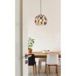 Lampa suspendata metal negru mat, metal auriu, patină neagră, cristale acrilice transparente, cablu PVC negru, ø: 400mm, H: 1500mm, excl. 1x E27 40W 230V - imagine 2