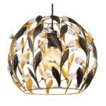 Lampa suspendata metal negru mat, metal auriu, patină neagră, cristale acrilice transparente, cablu PVC negru, ø: 400mm, H: 1500mm, excl. 1x E27 40W 230V - imagine 4