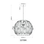Lampa suspendata metal negru mat, metal auriu, patină neagră, cristale acrilice transparente, cablu PVC negru, ø: 400mm, H: 1500mm, excl. 1x E27 40W 230V - imagine 5