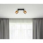 Spot de lumină metal negru mat, sticlă fumurie, inel de alamă, întrerupător pe articol, L x l x I: 260x100x125mm, fără 2x E27 40W 230V