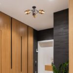Plafonieră metal negru mat, sticlă fumurie, inel din alamă, ø: 500mm, I: 260mm, excl. 3x E27 40W 230V - imagine 2