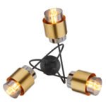 Plafonieră metal negru mat, sticlă fumurie, inel din alamă, ø: 500mm, I: 260mm, excl. 3x E27 40W 230V - imagine 4