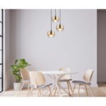 Suspensie metal negru mat, sticlă, inel de alamă, ø: 450mm, H: 1200mm, excl. 3x E27 60W 230V - imagine 2