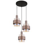 Lampa suspendata metal negru mat, sticlă chihlimbar, gradient clar, metal colorat bronz, cablu PVC negru, înălțimea poate fi scurtată, ø: 450mm, H: 1500mm, excl. 3x E27 60W 230V - imagine 4