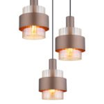 Lampa suspendata metal negru mat, sticlă chihlimbar, gradient clar, metal colorat bronz, cablu PVC negru, înălțimea poate fi scurtată, ø: 450mm, H: 1500mm, excl. 3x E27 60W 230V - imagine 5