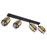 Spot metal negru mat, sticlă fumurie, inel din alamă, L x l x I: 650x100x125mm, fără 4x E27 40W 230V - imagine 3