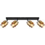 Spot metal negru mat, sticlă fumurie, inel din alamă, L x l x I: 650x100x125mm, fără 4x E27 40W 230V - imagine 4