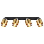 Spot metal negru mat, sticlă fumurie, inel din alamă, L x l x I: 650x100x125mm, fără 4x E27 40W 230V - imagine 5