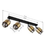 Spot metal negru mat, sticlă fumurie, inel din alamă, L x l x I: 650x100x125mm, fără 4x E27 40W 230V - imagine 6