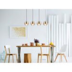 Suspensie metal negru mat, sticlă, inel de alamă, LxLxA: 1110x180x1200mm, excl 4x E27 60W 230V
