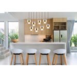 Suspensie metal negru mat, sticlă, inel de alamă, LxLxA: 1030x315x1200mm, excl 8x E27 60W 230V - imagine 3