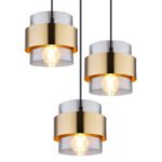 Suspensie metal negru mat, sticlă, inel de alamă, LxLxA: 1030x315x1200mm, excl 8x E27 60W 230V - imagine 5