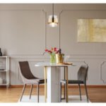 Suspensie metal negru mat, sticlă, inel de alamă, ø: 180mm, H: 1200mm, excl 1x E27 60W 230V - imagine 2
