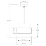 Suspensie metal negru mat, sticlă, inel de alamă, ø: 180mm, H: 1200mm, excl 1x E27 60W 230V - imagine 5