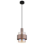 Lampa suspendata metal negru mat, sticlă chihlimbar, gradient clar, metal colorat bronz, cablu PVC negru, înălțimea poate fi scurtată, ø: 185mm, H: 1500mm, excl. 1x E27 60W 230V - imagine 3