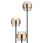 Lampadar metal negru mat, sticlă, inel de alamă, comutator pe cablu, ø: 430 mm, H: 1670 mm, lungime cablu 1800 mm, excl 3x E27 60W 230V - imagine 4