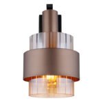 Aplică metal negru mat, sticlă chihlimbar, gradient clar, metal bronz, direcția luminii: în jos, LxA: 185x295mm, AL: 235mm, excl. 1x E27 60W 230V - imagine 4
