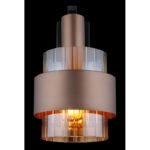 Aplică metal negru mat, sticlă chihlimbar, gradient clar, metal bronz, direcția luminii: în jos, LxA: 185x295mm, AL: 235mm, excl. 1x E27 60W 230V - imagine 5