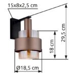 Aplică metal negru mat, sticlă chihlimbar, gradient clar, metal bronz, direcția luminii: în jos, LxA: 185x295mm, AL: 235mm, excl. 1x E27 60W 230V - imagine 6