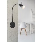 Aplica perete metal negru, brat flexibil, fara abajur, intrerupator, H:400, AL:350, exkl. 1xGU10 50W 230V - imagine 2