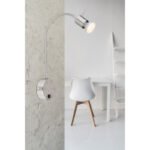 Aplica perete metal satinat, brat flexibil, fara abajur, intrerupator, H:400, AL:350, exkl. 1xGU10 50W 230V - imagine 2