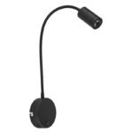 Aplica perete metal negru,plastic negru, brat flexibil, intrerupator, LxH:90x500, D:400, inkl. 1xLED 3W 230V, 180lm Source, 3000K - imagine 3
