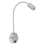 Aplica perete metal satinat, plastic negru, brat flexibil, intrerupator, LxH:90x500, D:400, inkl. 1xLED 3W 230V, 180lm Source, 3000K - imagine 3